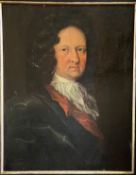 Unbekannter Künstler, Barock, 18. Jh., Portrait eines älteren Herren mit braunen Locken und weißem