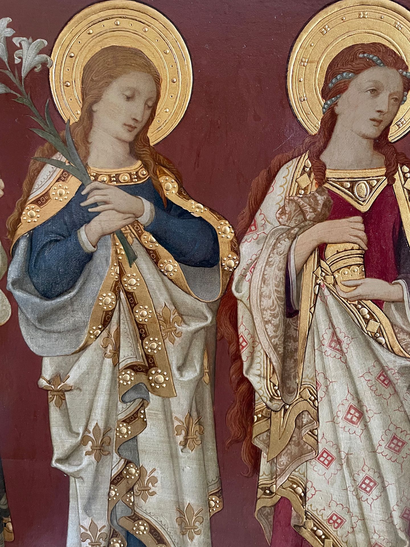 2 Gemälde, 19 Jh., Öl mit Goldauflage auf Holzplatte: 1. Gemälde zeigt: Timotheus, Paulus, - Image 10 of 16