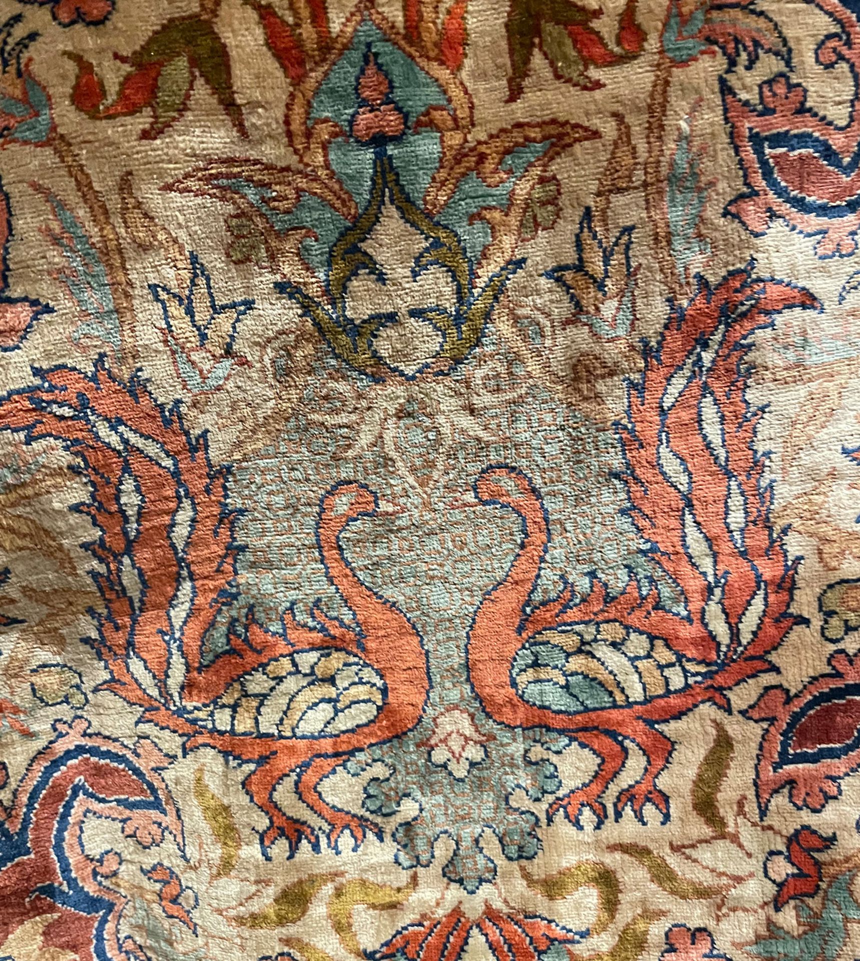 Seidenteppich, Hereke, Seide, Lebensbäume, Vögel, guter Zustand, 160 x 100 cm. Silk carpet, - Image 4 of 18