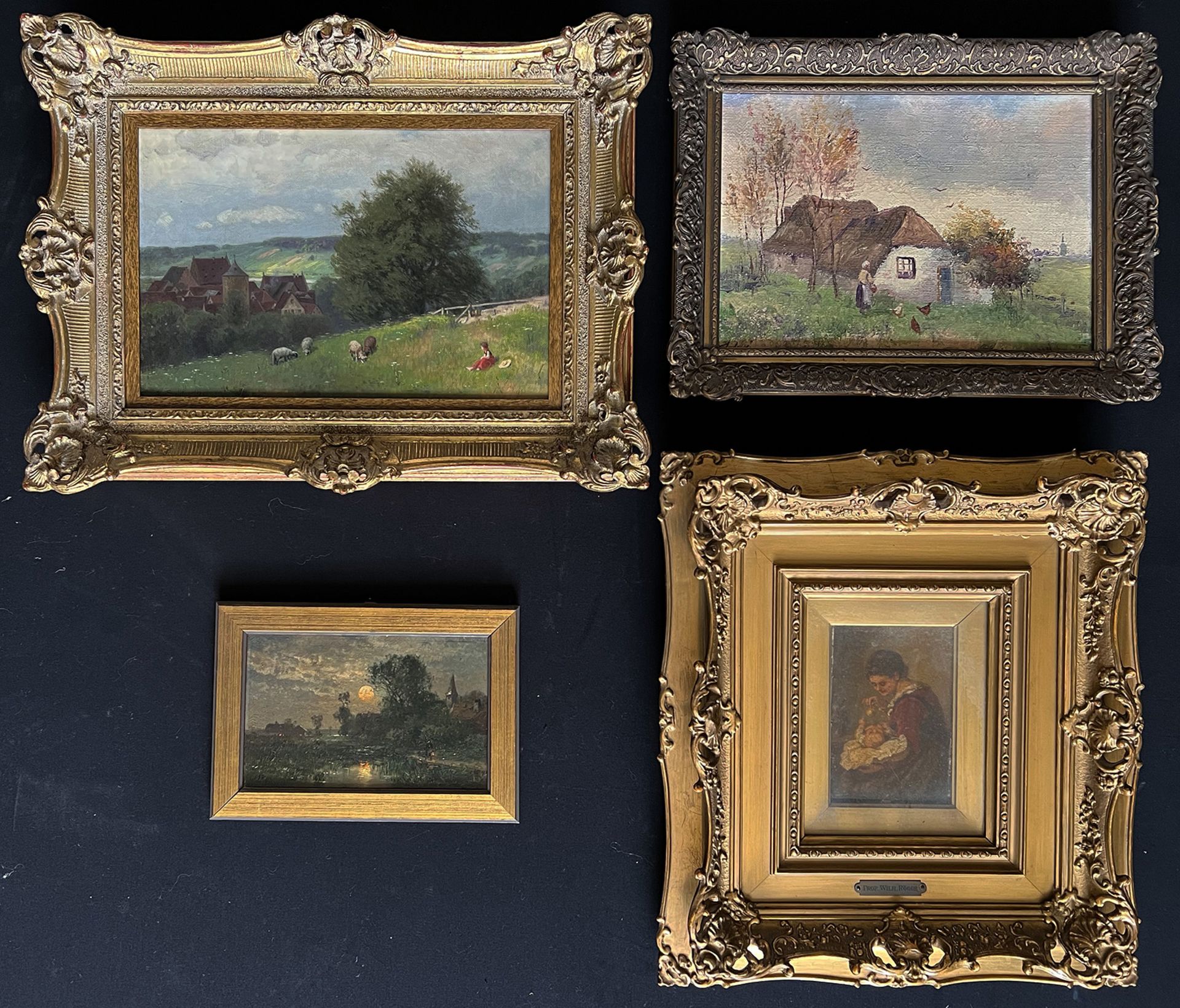 3 Landschaftsgemälde und 1 Genrebild/ 3 landscape paintings and 1 genre picture: August Karl