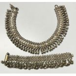 Indisches Collier mit Armband, Silber (geprüft), L. 33 und 19,5 cm, 255 g