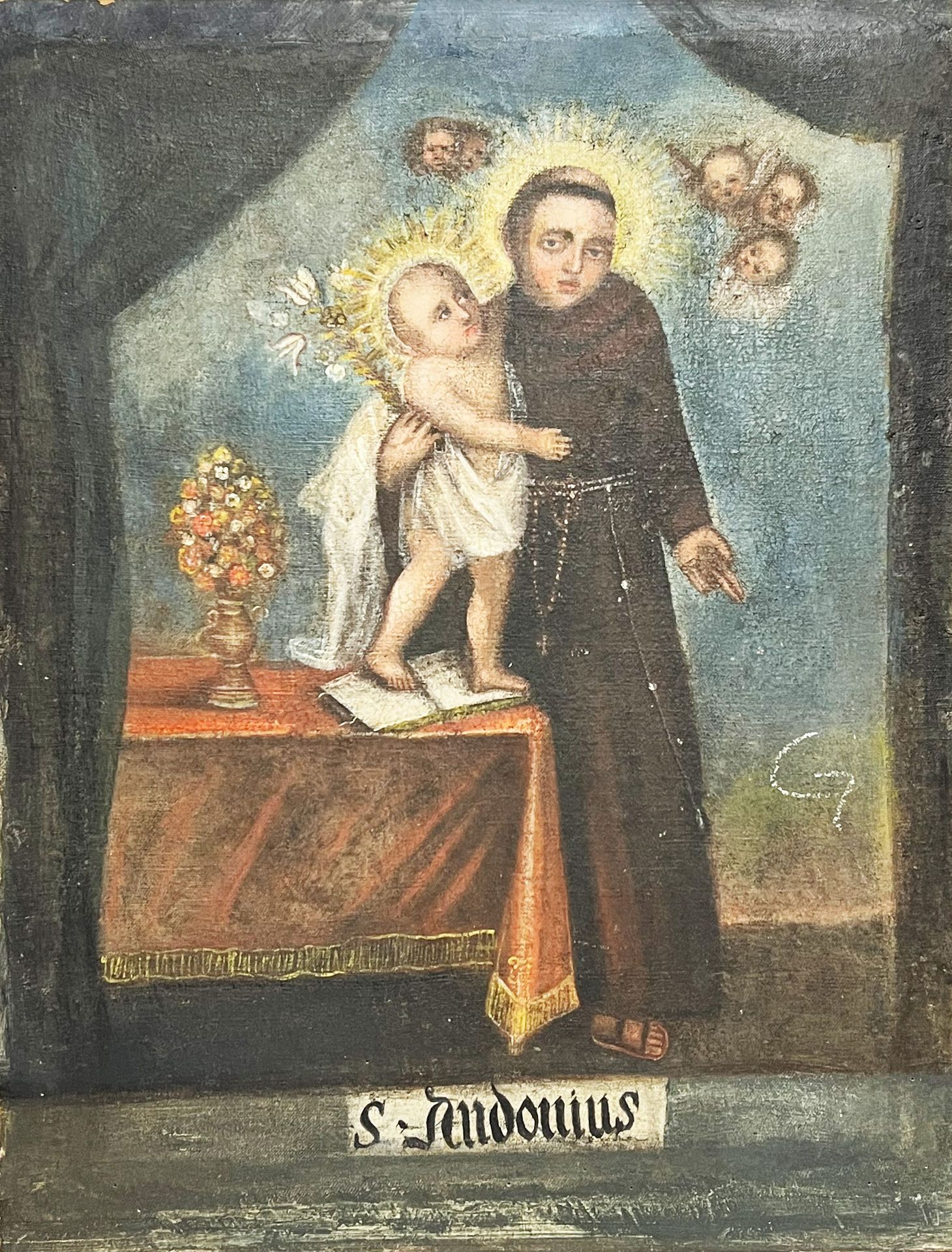 2 Gemälde mit Engeln und dem Hl. Antonius/ 2 paintings with angels and Saint Anthony. Süddeutsch, - Bild 4 aus 4