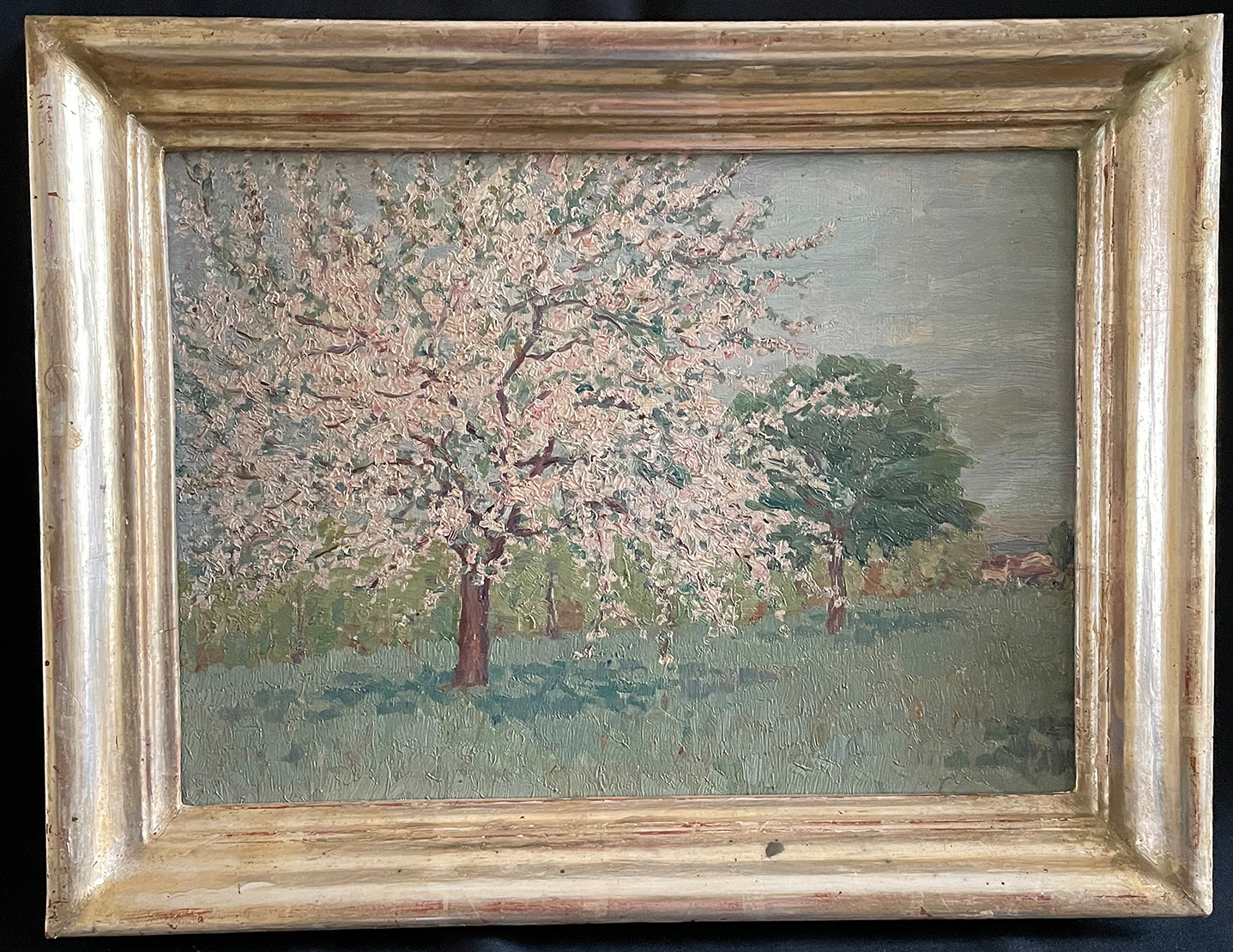 Unbekannter Künstler, um 1900. Blühender Obstbaum auf Wiese, Ol/Leinwand, aufgez., 36 x 51 cm - Image 3 of 3
