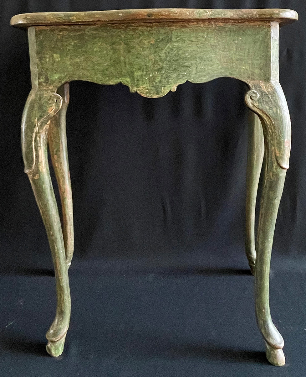 Franken, 18./19. Jh., Konsole, Holz, grün gefasst, schlichte Ornamentik, mit geschweiften Beinen, - Image 4 of 5
