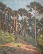Luigi Losito (1905 Bari - 1992 Berlin). Blick in den Wald bei blauem Himmel, signiert und dat.: "