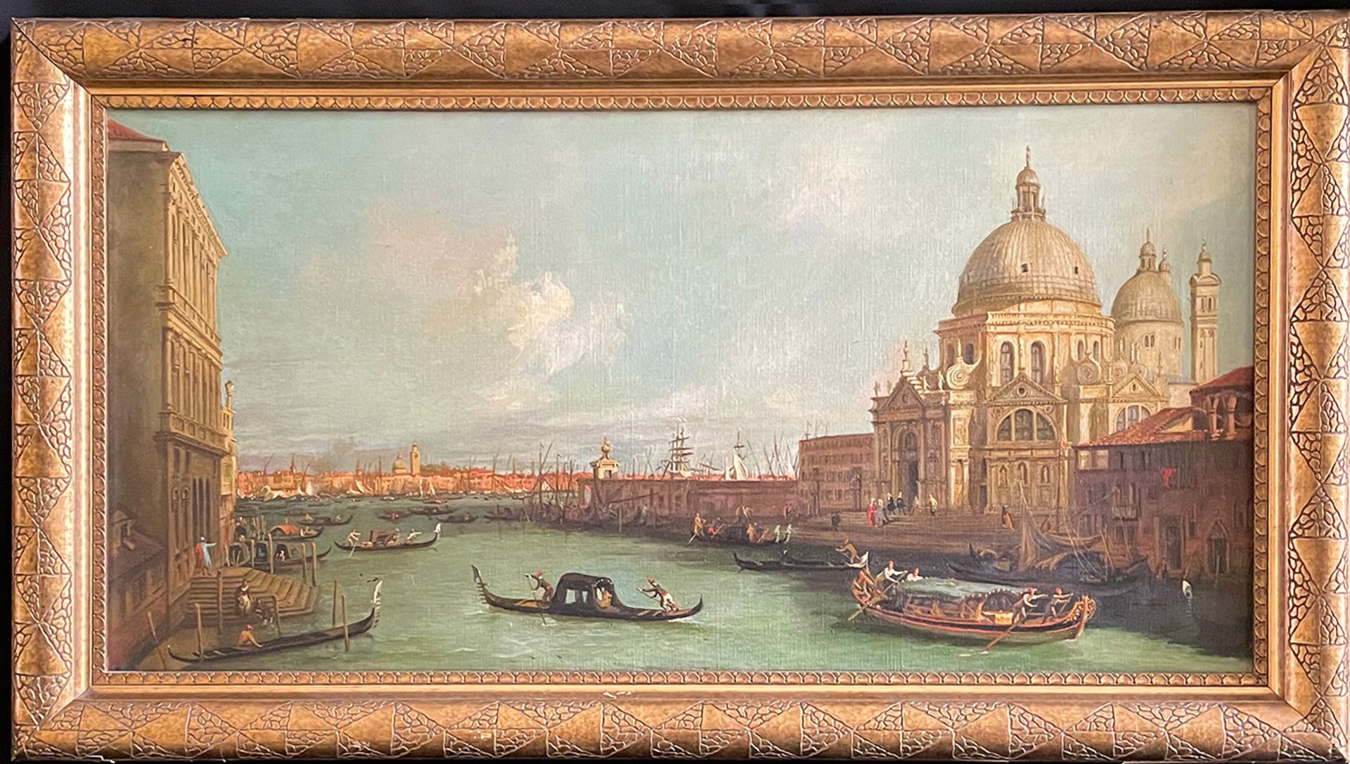 Kopie nach Canaletto. Blick auf Venedig. Venezia. Öl/Lwd, 44 x 90 cm - Bild 5 aus 5