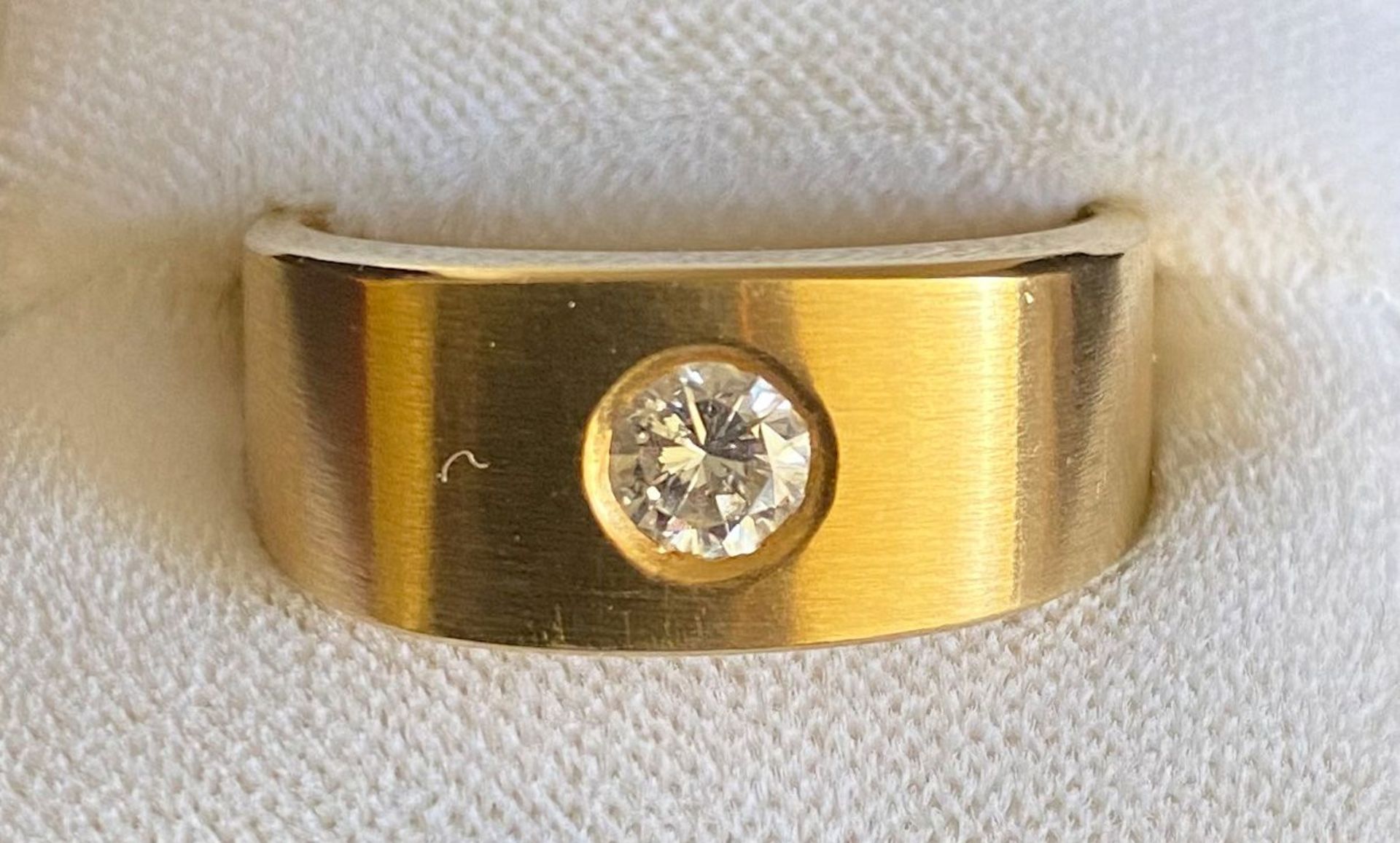 Breiter Ring, 750er GG, Brilliant 0,49 ct, si-p1, RG65, 17,32 g - Image 4 of 5