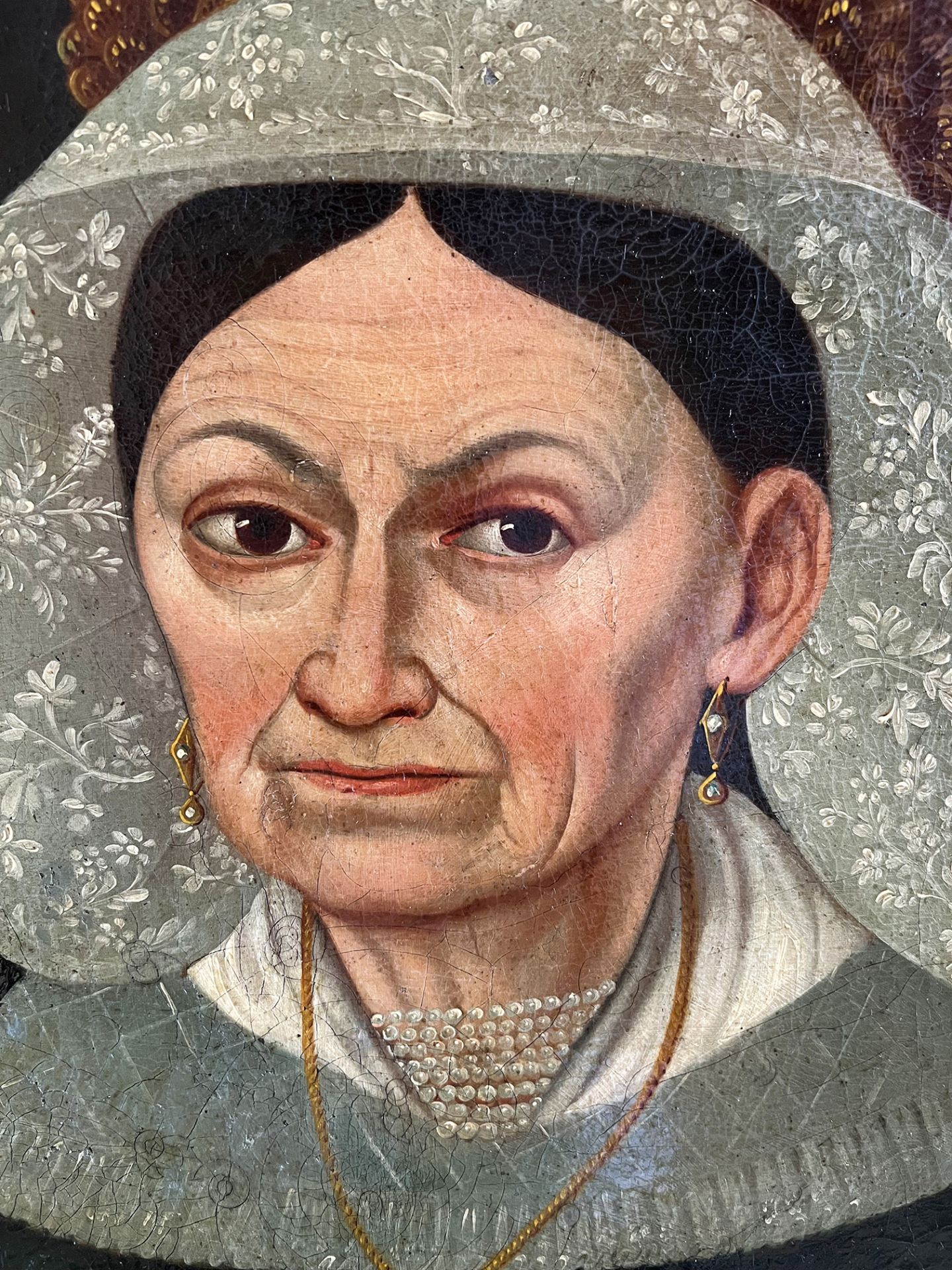 Unbekannter Künstler, deutsch, 2. H. 19. Jh., Portrait einer alten Dame mit großem Flechthut sowie - Bild 5 aus 6