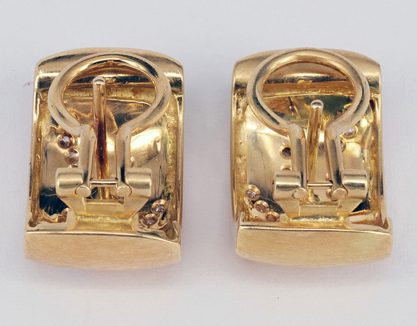 Paar Ohrclipse, 750er GG, mit Brillanten, laut Schmuckpass insg. 0,4 ct tw, vvsi, Handarbeit, - Image 2 of 4