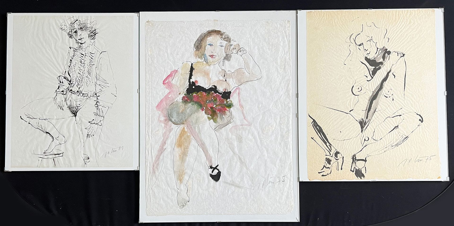 Veit RELIN (1926-2013), 3 Werke: Akt einer jungen Frau, signiert und datiert 1975, Tusche/Papier, 65