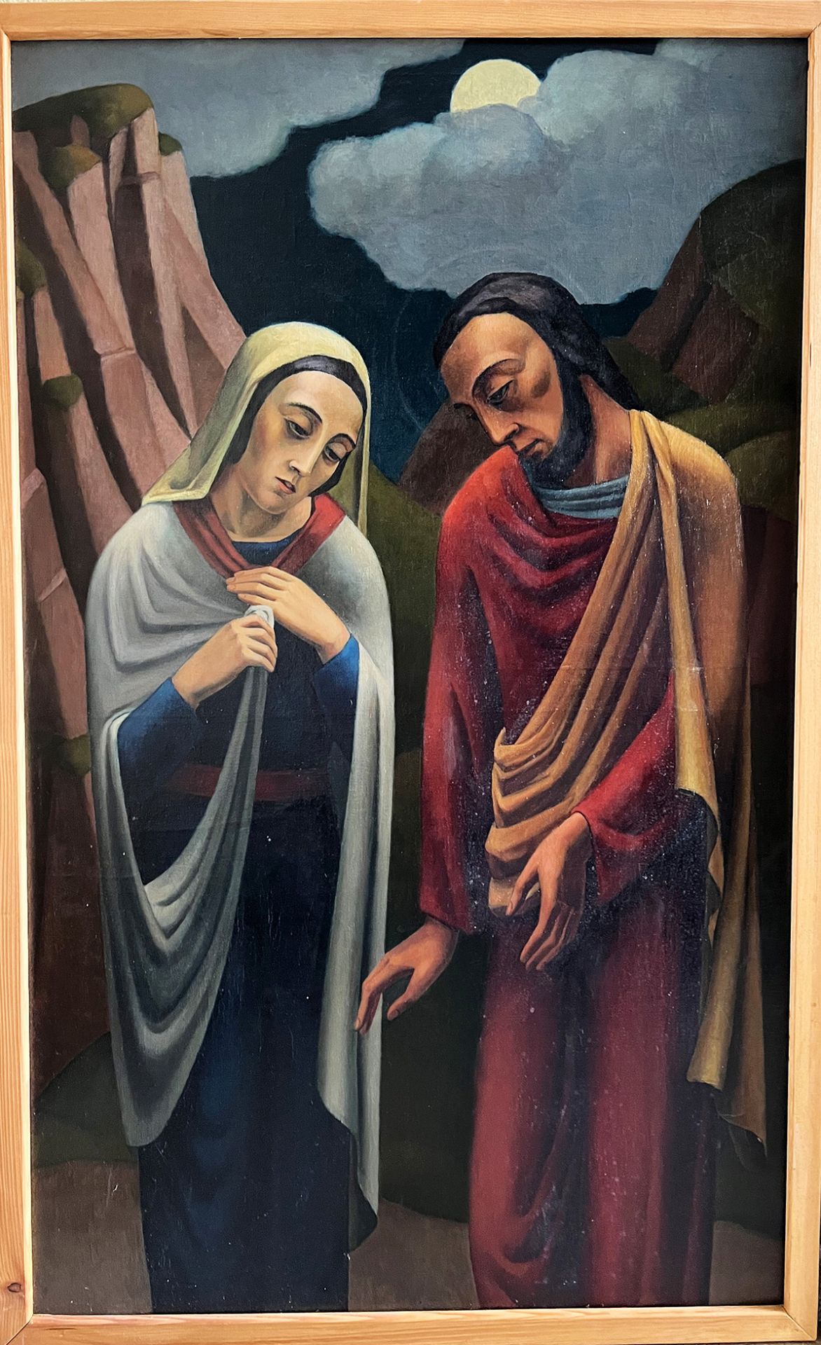 Leo STECK (1883-1960), 2 Gemälde: Vielfigurige Beweinung Christi, in diversen Blau- und Rottönen, - Image 5 of 10
