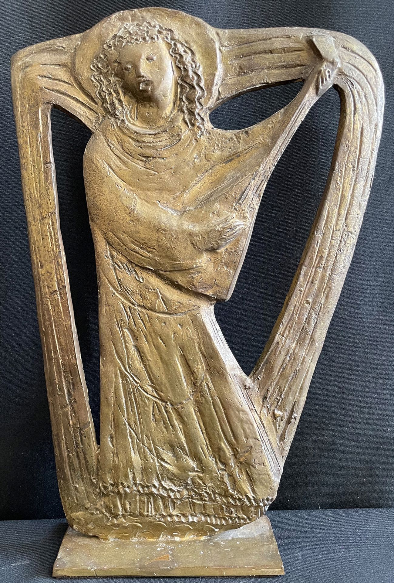 Laute spielender Engel, Bronze, Julius Bausenwein (Rimpar 1913 - 1962), das Objekt stammt aus dem
