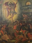 Auferstehung Jesu/ Resurrection of Christ. Tafelbild, Öl/Holz, Altersspuren, mit Rahmen 70 x 55 cm