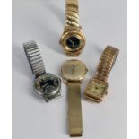Konvolut Herrenarmbanduhren, davon eine in Gold/ collection of men's wrist watches, one in gold:
