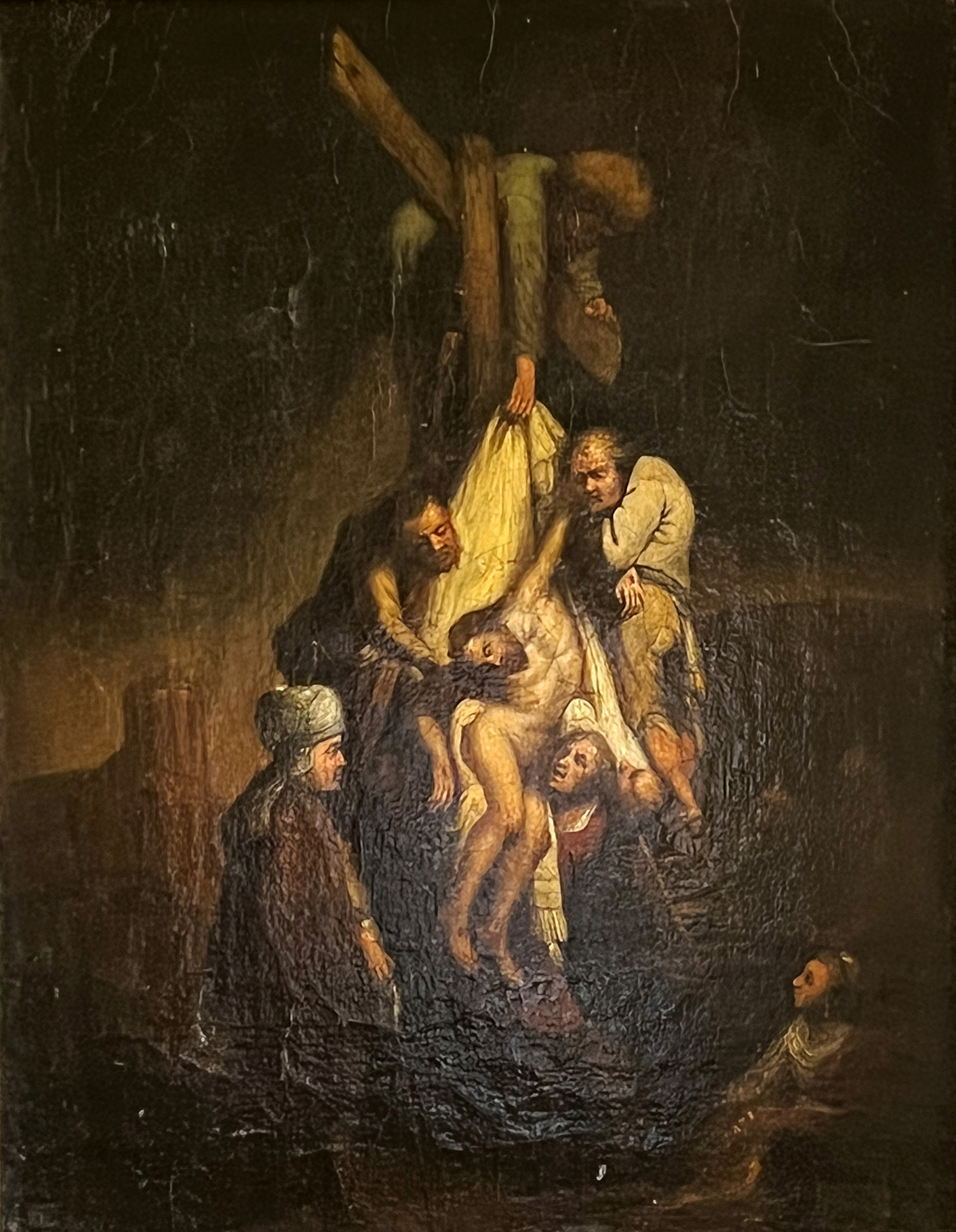 Unbekannter Künstler, 18./19. Jh., Kopie nach Rembrandt van Rijn, Kreuzabnahme. Unknown artist, - Image 3 of 3