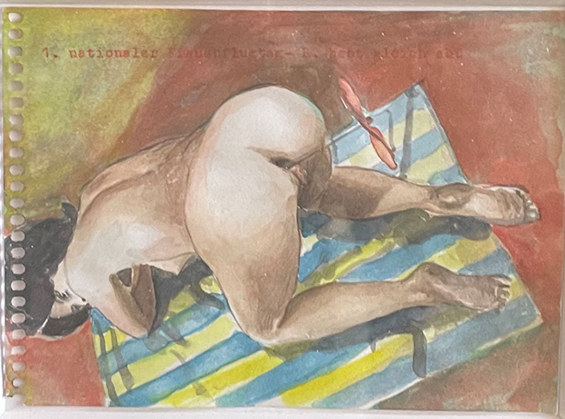 Unbekannter Künstler, 1980er Jahre. "1. Nationaler Frauenflugtag – B. hebt gleich ab!", Aquarell, - Image 2 of 2