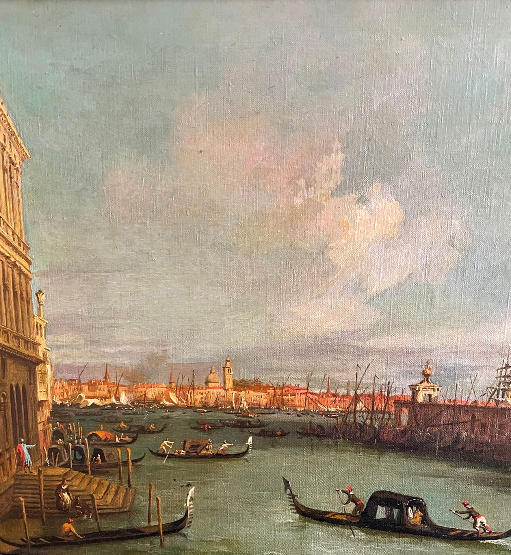 Kopie nach Canaletto. Blick auf Venedig. Venezia. Öl/Lwd, 44 x 90 cm - Bild 2 aus 5