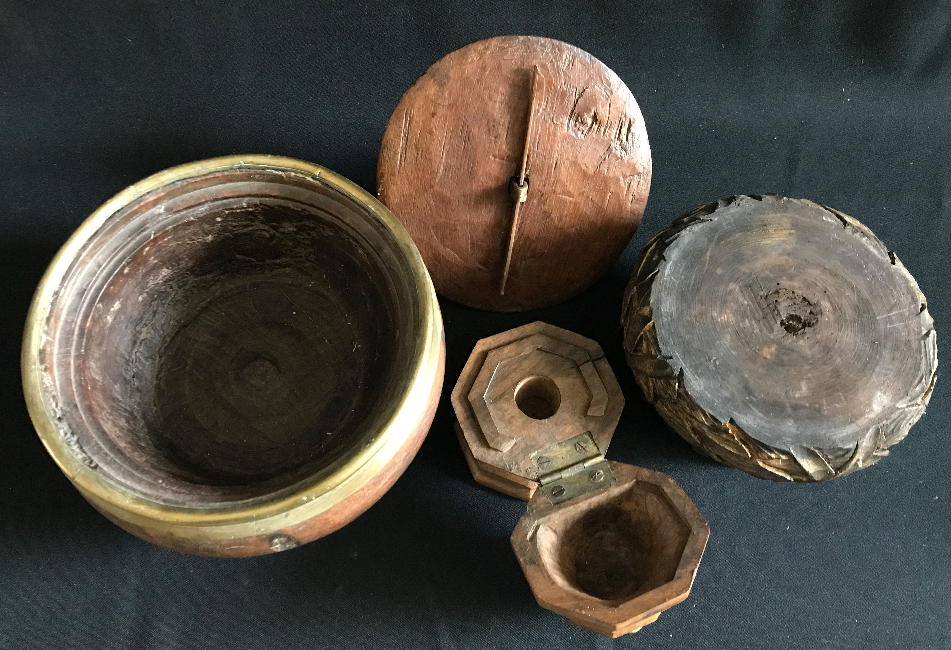 Konvolut runde Deckeldosen und Schälchen in unterschiedlichen Größen: große Holzdose mit - Image 2 of 3