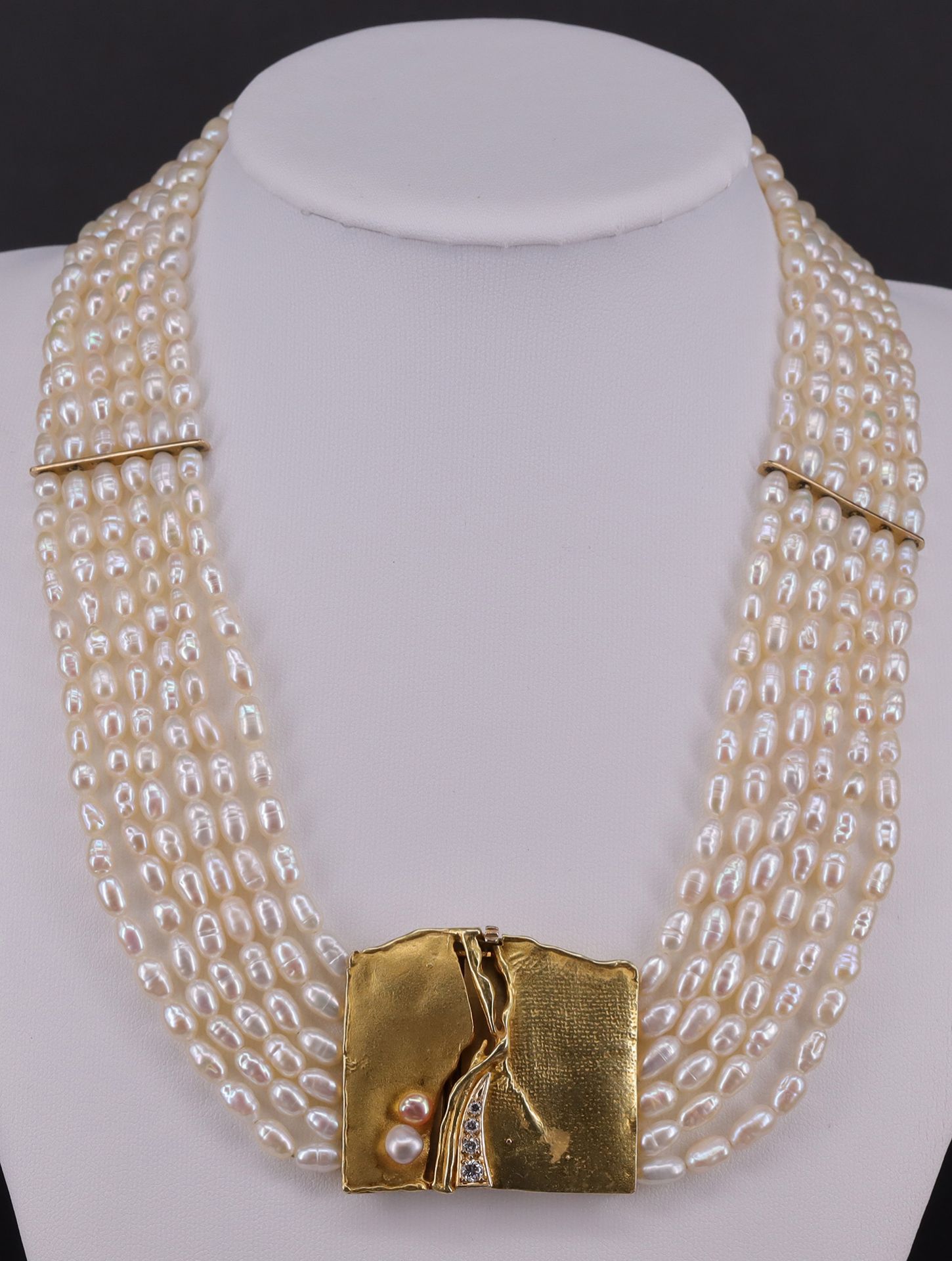 Collier, Armband und Ohrstecker / necklace, bracelet and earrings. 750er GG (teils geprüft), mit - Bild 7 aus 7