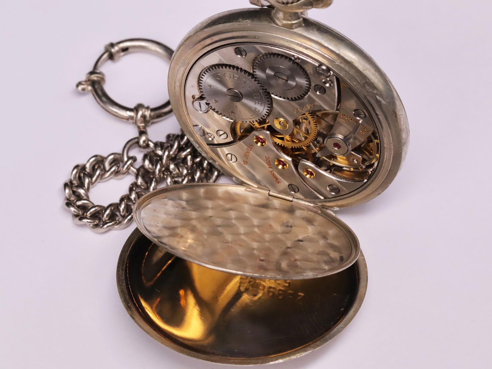 Taschenuhr, Alpina, 585er GG, 95,5 g. Savonnette, Sprungdeckel, Staubdeckel auch Gold, Zifferblatt - Bild 7 aus 8