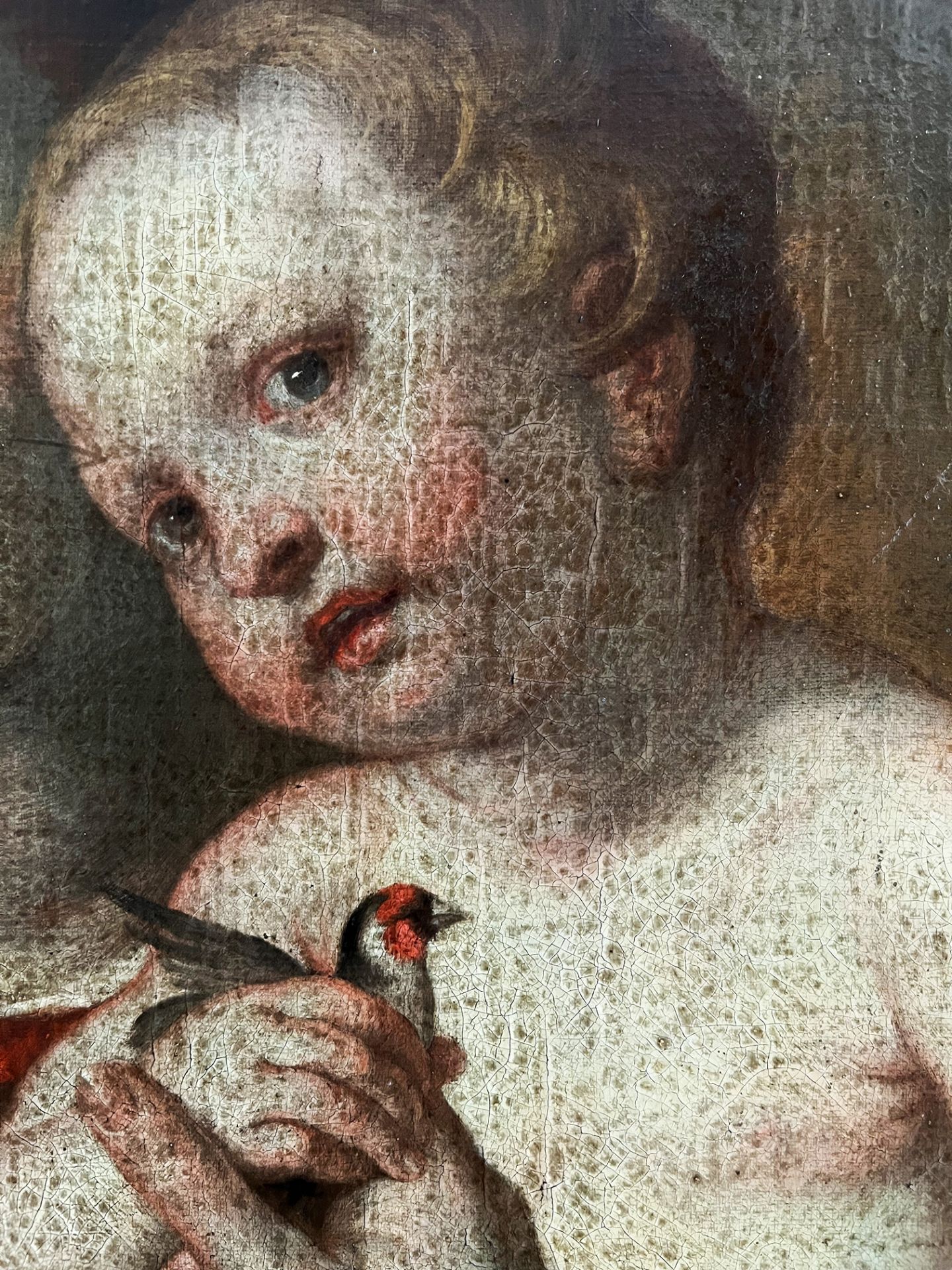 Flämische Schule, 17./18. Jh., Madonna mit dem Distelfink, Altersspuren, eine Leinwandbeschädigung / - Bild 7 aus 11