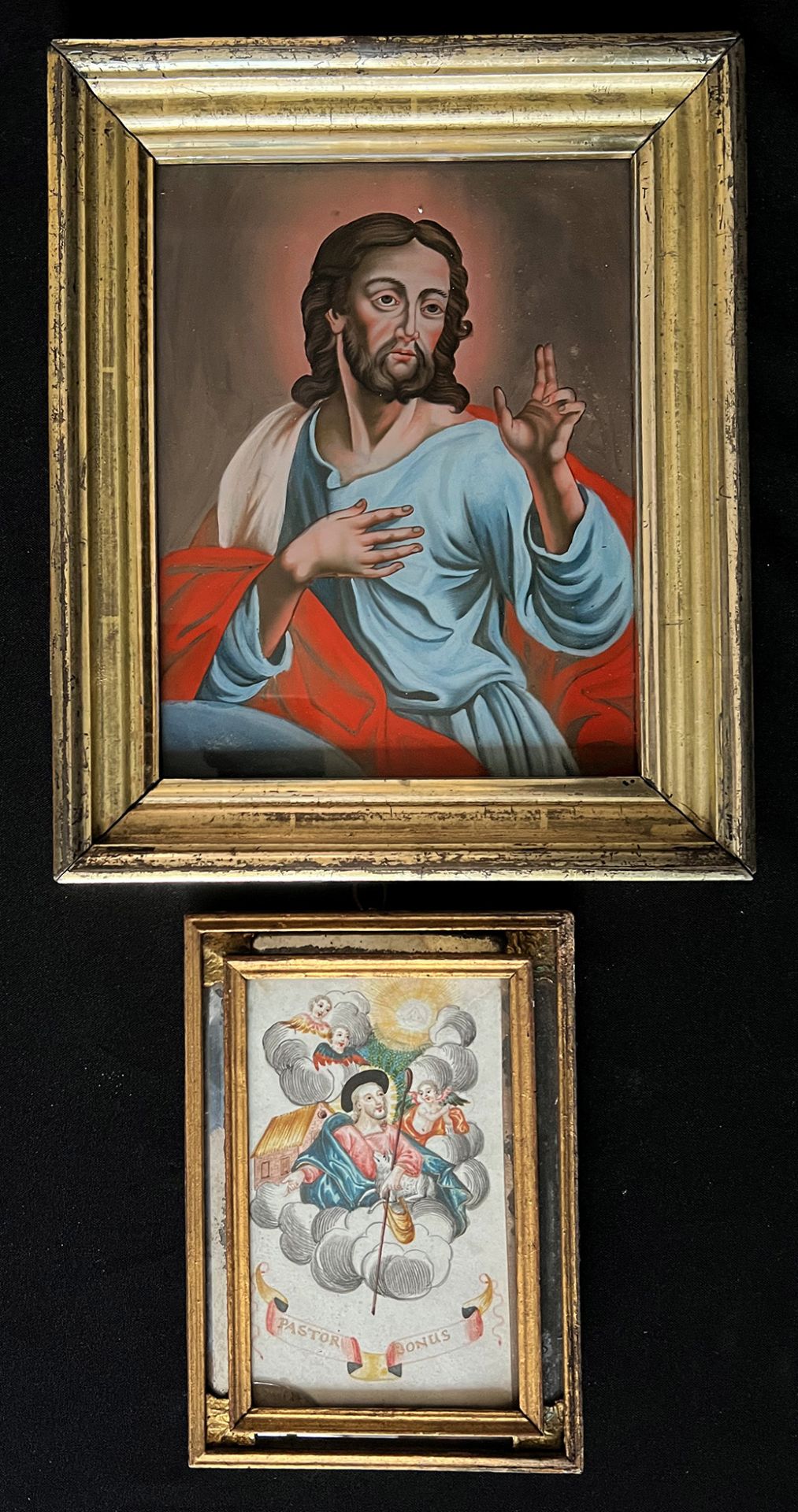 Hinterglasbild und Verehrungsbild / Behind glass painting and worship painting. Franken, 18./ 19.