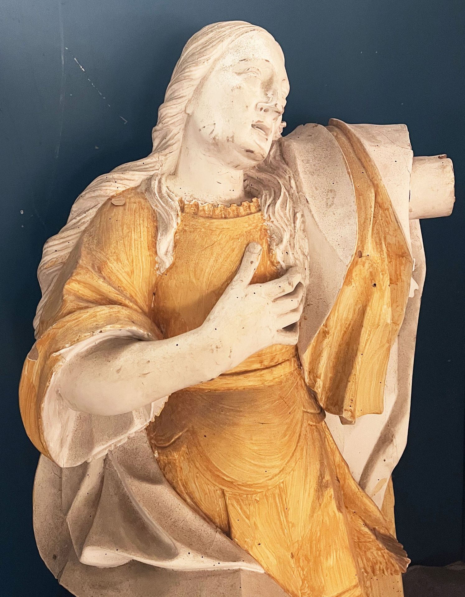 Maria Magdalena. Franken, 18. Jh., Holz, vorbereitet für Fassung, Altersspuren, H. 120 cm - Bild 2 aus 5