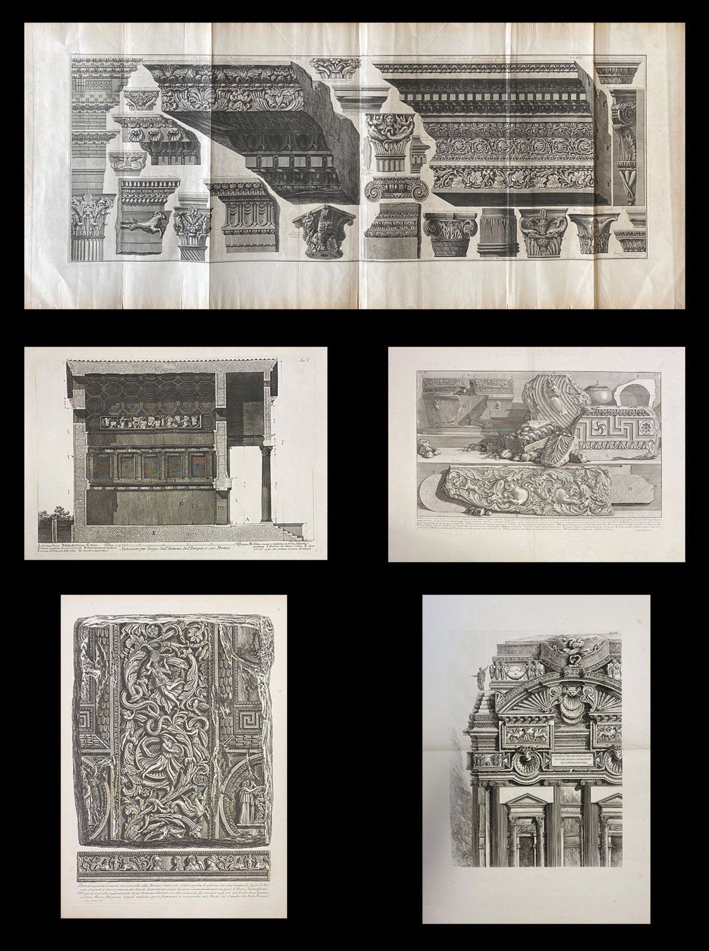 Giovanni Battista Piranesi (1720 Venedig - Rom 1778), 5 Radierungen: "In hortis Palatinis