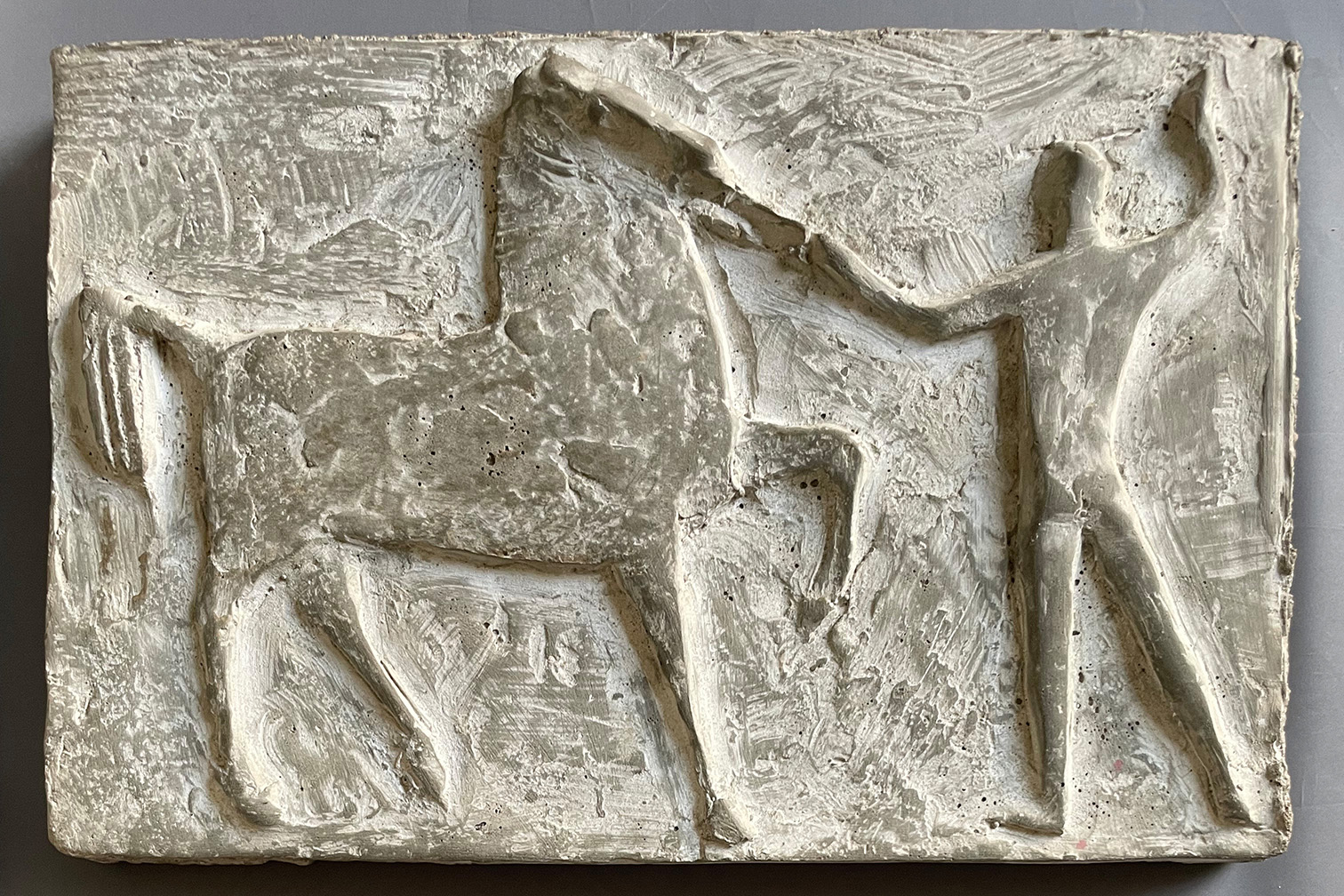 Julius Bausenwein (Rimpar 1913 - 1962), 2 Reliefplatten: Mann mit Pferd von der Seite; Quadriga - Image 4 of 4