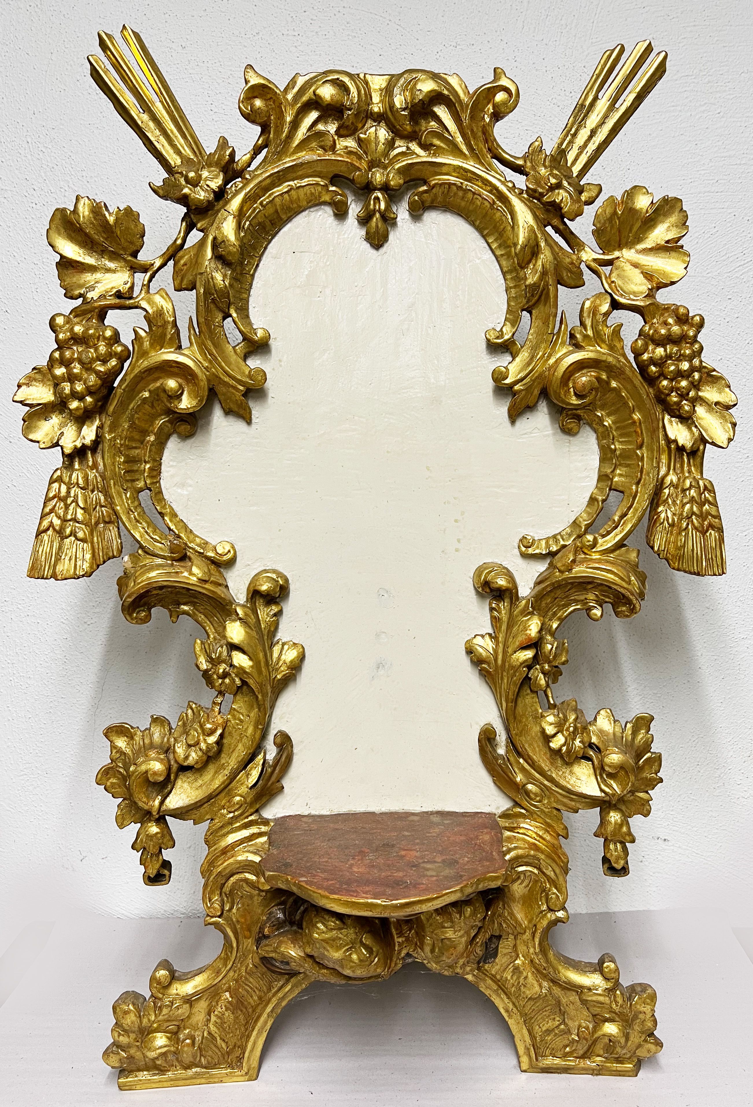 Prunkrahmen mit Standfläche für Figur/ decorative frame with pedestal for figure. Barock, 18. H.,