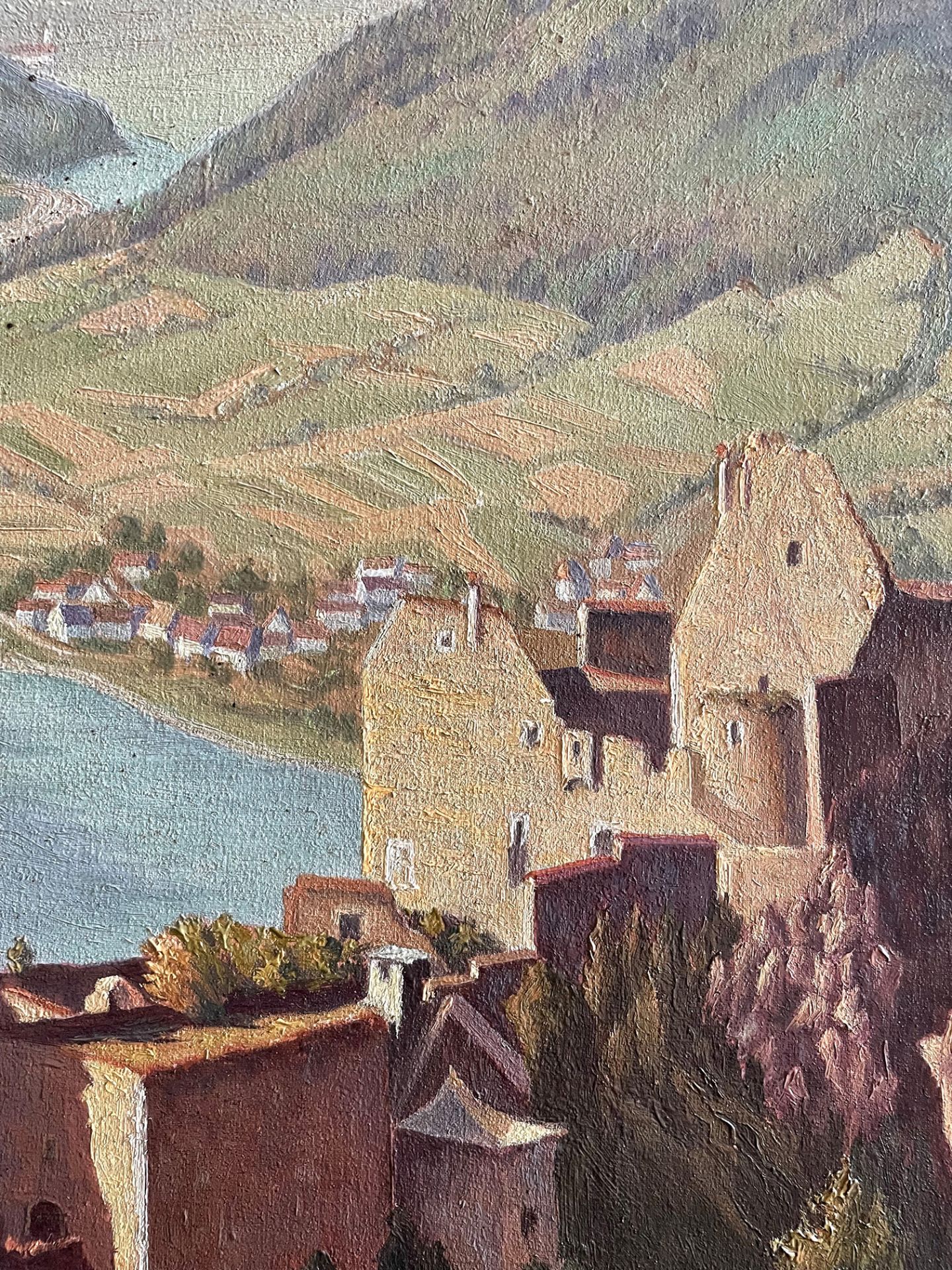 H. Wintzen. Blick auf die Burgruine Aggstein und die Donau in der Wachau, signiert und dat.: (19)49, - Image 4 of 7
