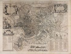 Stadtplan von Rom mit Kopftitel, Kartuschen und Legende, "Recentis Romae ichnographia et