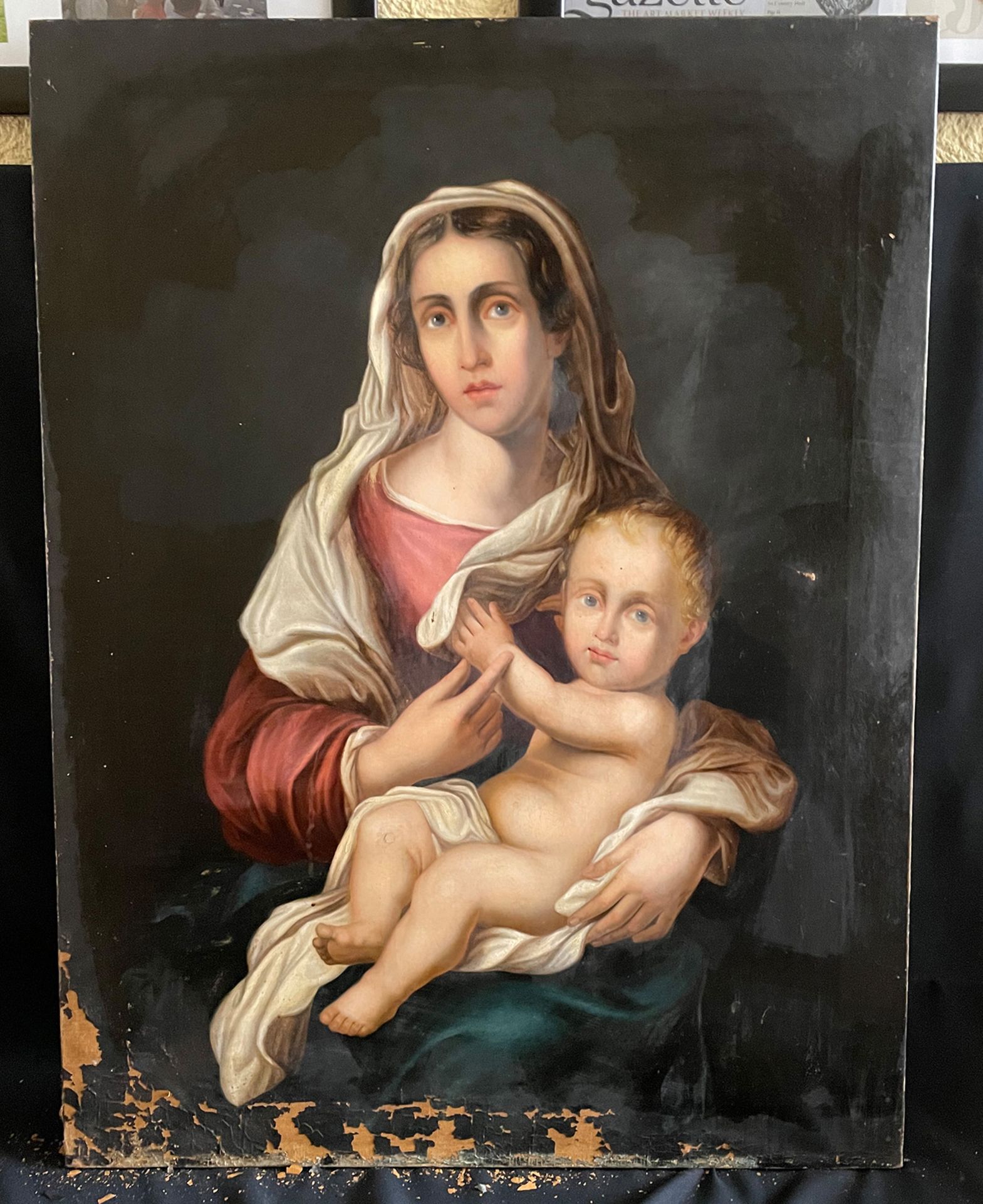 Madonna mit Kind, 19 J., Kopie nach Bartolomé Esteban Murillo (1617-1682), Öl/Lwd, Farbabplatzungen, - Image 6 of 6
