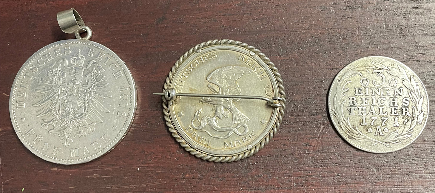 Konvolut Münzen als Schmuck: 1 x Preußen, Deutsches Reich, 5 Mark 1876 B Kaiser Wilhelm I. (1861- - Image 8 of 8