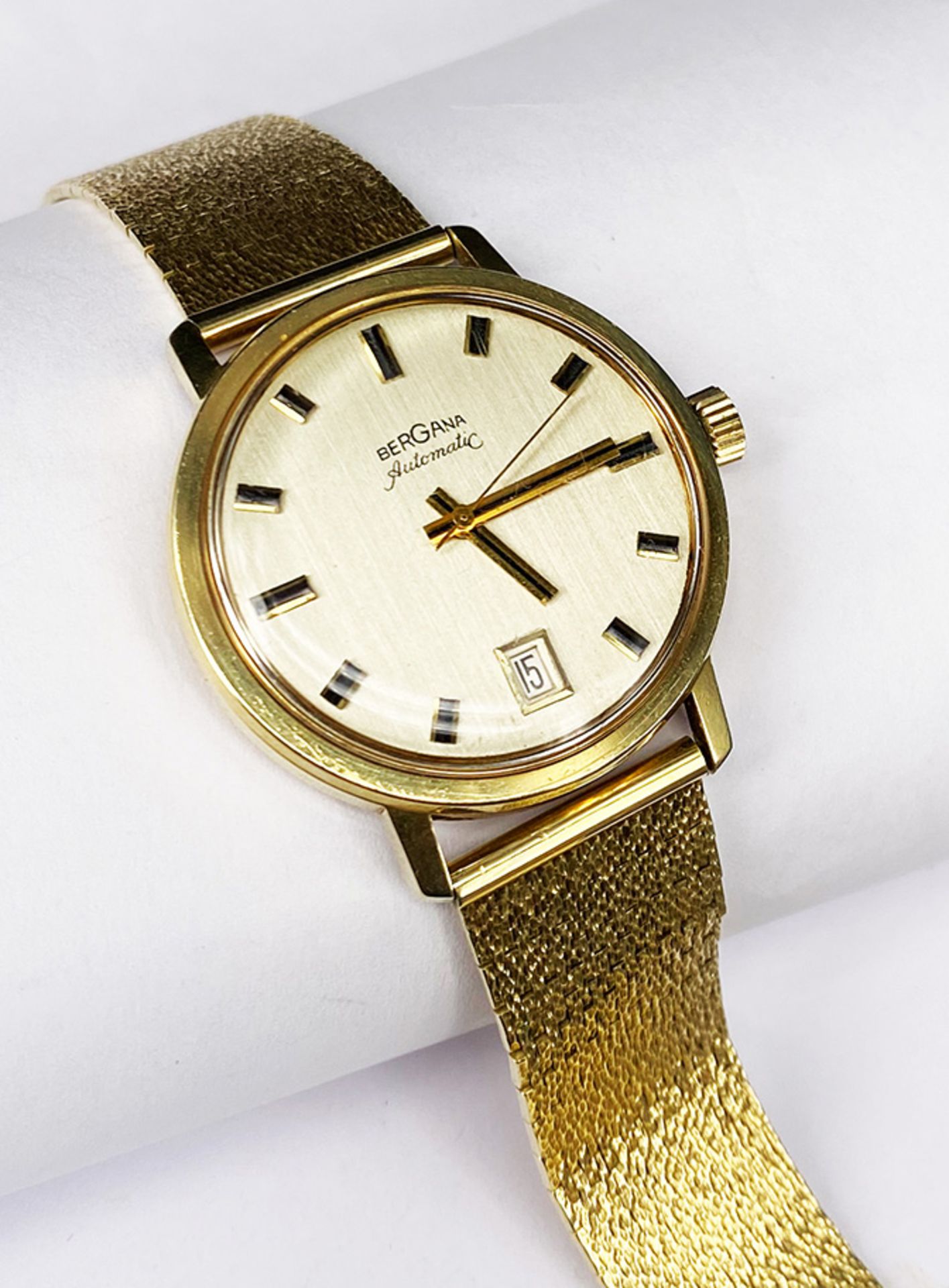 Konvolut 5 Uhren: Herren Armbanduhr, Bergana Automatic, 14 Karat, 0,585 GG, rundes Zifferblatt mit - Bild 7 aus 13