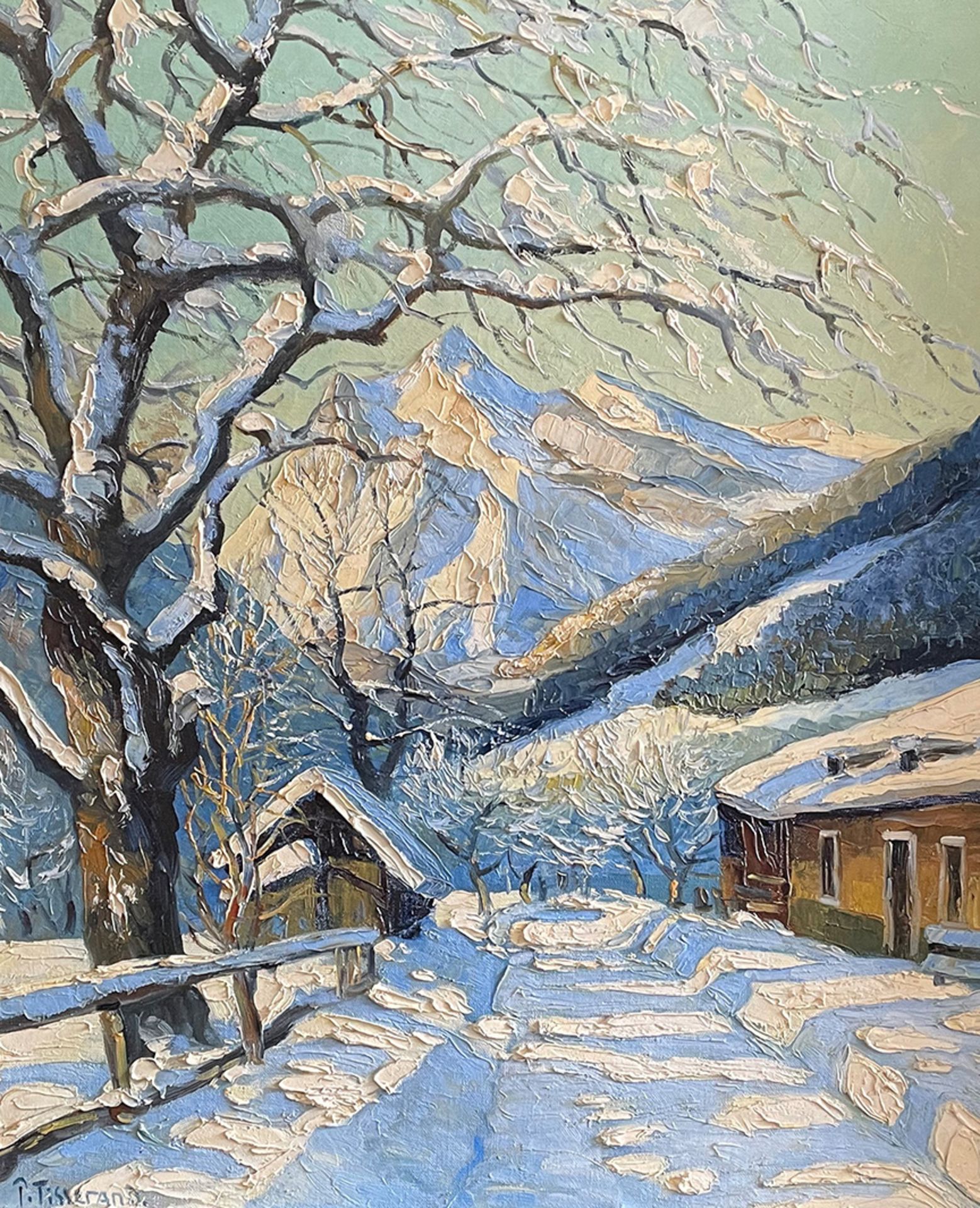 Winterlandschaft, signiert, Öl/Lwd; winter landscape, oil on canvas, 65 x 54 cm