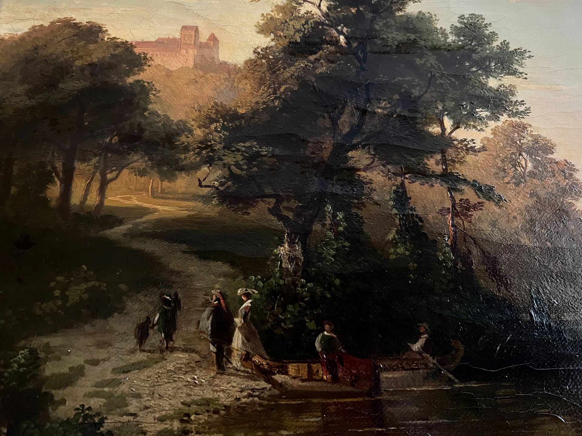 August Christian GEIST (1835-1868), Landschaft mit Blick auf einen Fluss, einen Weg, der zur Burg - Bild 2 aus 6