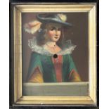 Uhrenkasten mit Damenportrait/ Clock case with female portrait. 19. Jh., 37 x 31 x 14 cm