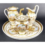 Set, Porzellan, ungemarkt, Kännchen (H 14 cm; Milch (H 14,5 cm); Zuckerdose best. u. rest. ( H 13,