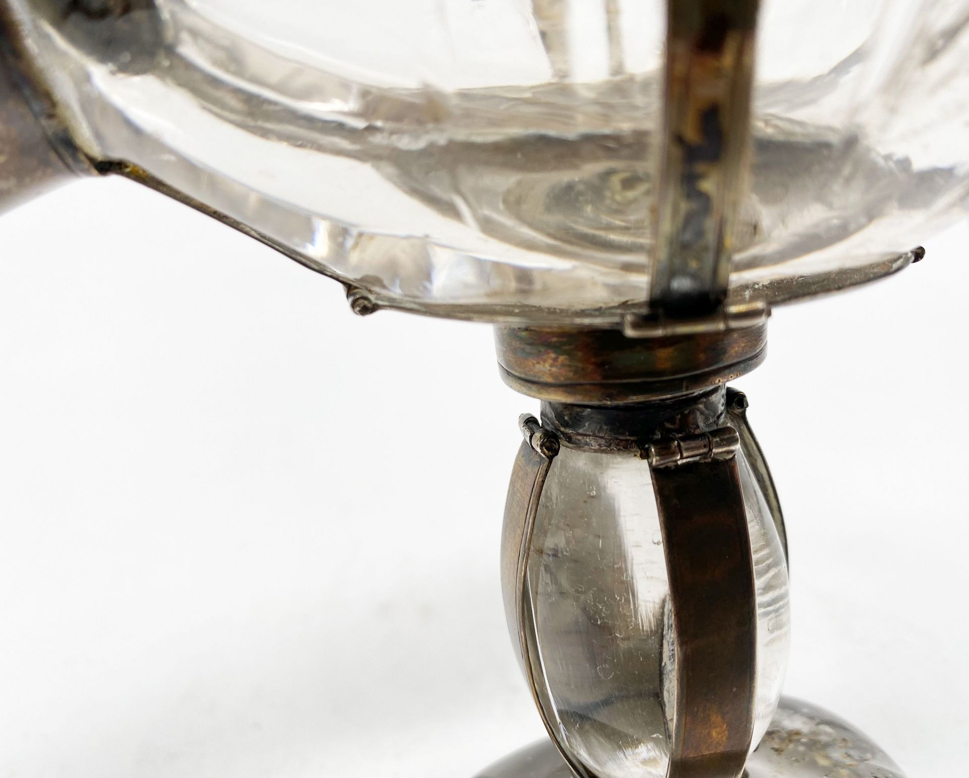 Pokal aus Bergkristall mit Silbermontierung (Silber geprüft), eiförmige Kuppa und ovaler Sockel, - Image 6 of 13
