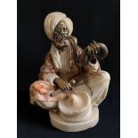 Rudolf FRANCKE-NAUTSCHÜTZ (1860-1933), Schlangenbeschwörer / Snake charmer, Alabaster und Bronze,