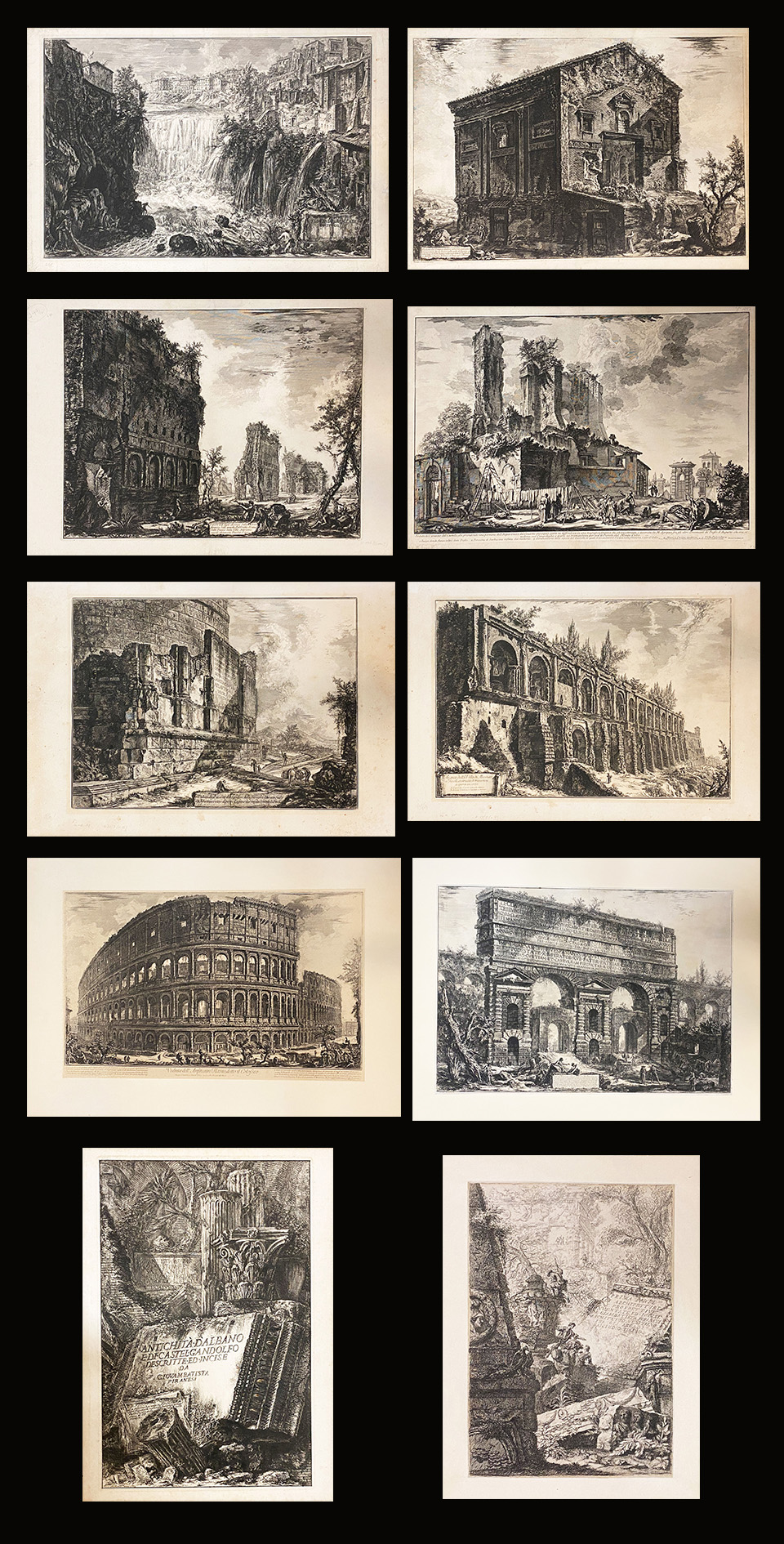 Giovanni Battista Piranesi (1720 Venedig - Rom 1778), 10 Radierungen: "Veduta della Cascata di