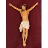 Großer Christus, 18./19. Jh., Holz, farbige Fassung neu, ca. 160 x 133 cm. Der Corpus stammt aus der