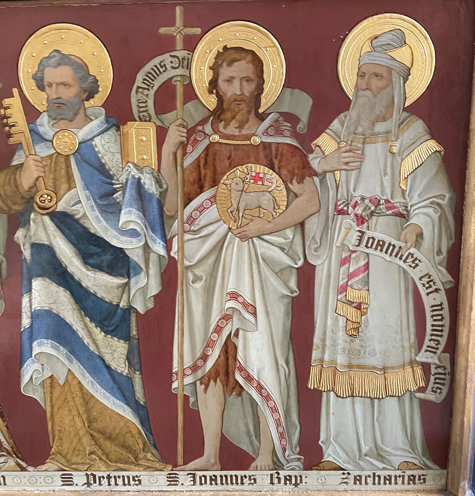 2 Gemälde, 19 Jh., Öl mit Goldauflage auf Holzplatte: 1. Gemälde zeigt: Timotheus, Paulus, - Image 5 of 16
