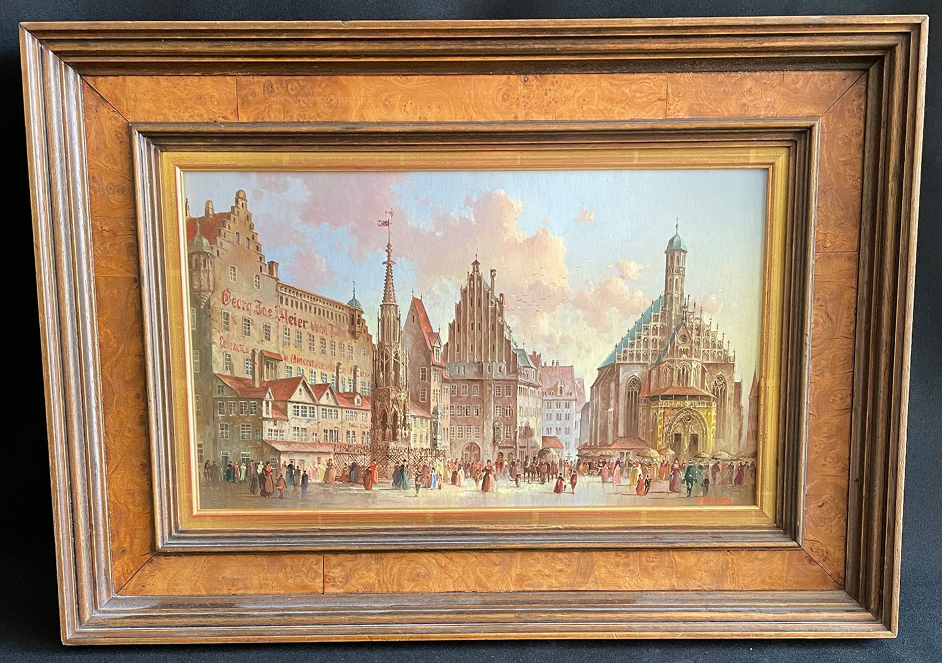 Heinz SCHOLTZ, Nürnberg, Marktplatz, signiert, Öl/Kupfer, 23 x 40 cm - Image 2 of 3