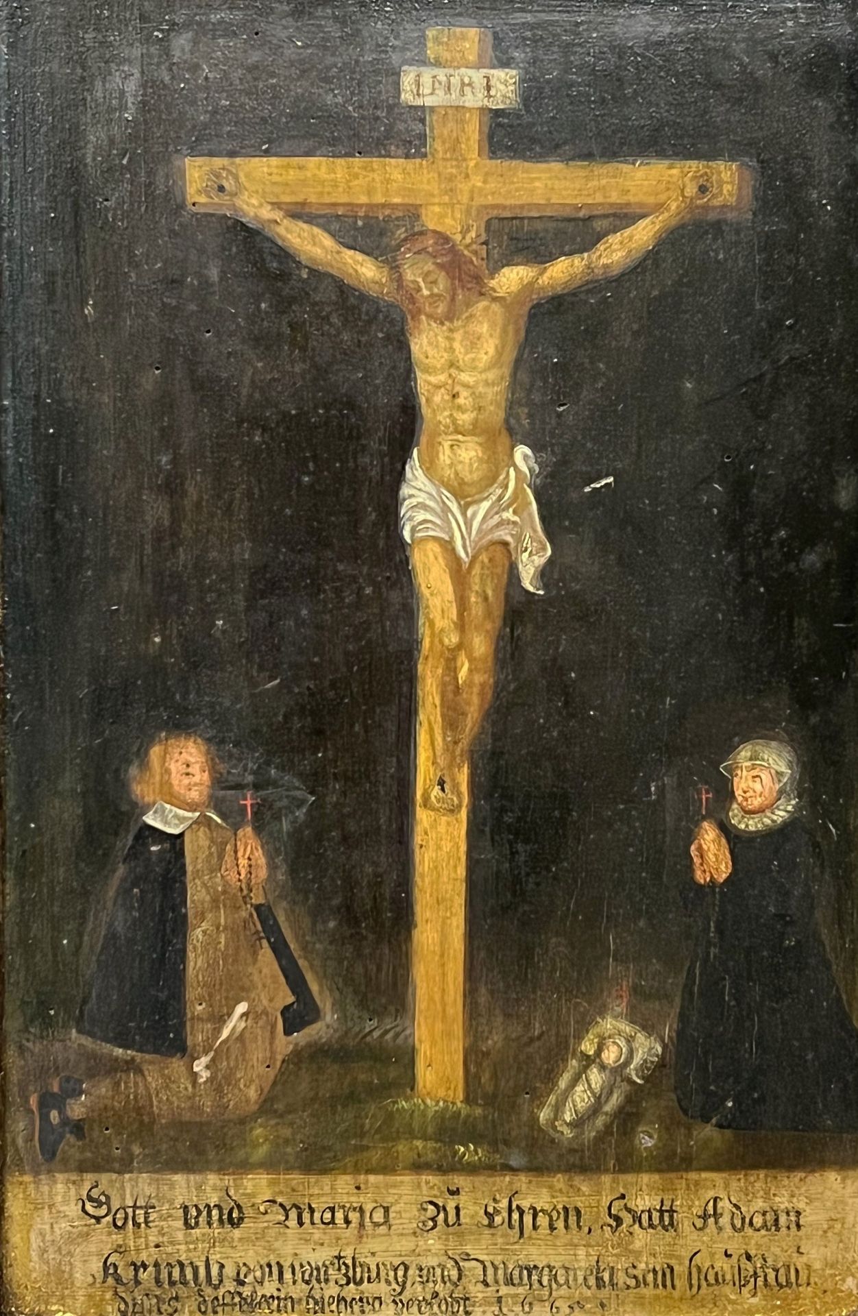 Kreuzigung/ crucifixion. Süddeutsch, 17. Jh., bez: Gott und Maria zu Ehren, hatt Adam/ Krimb von - Image 2 of 4