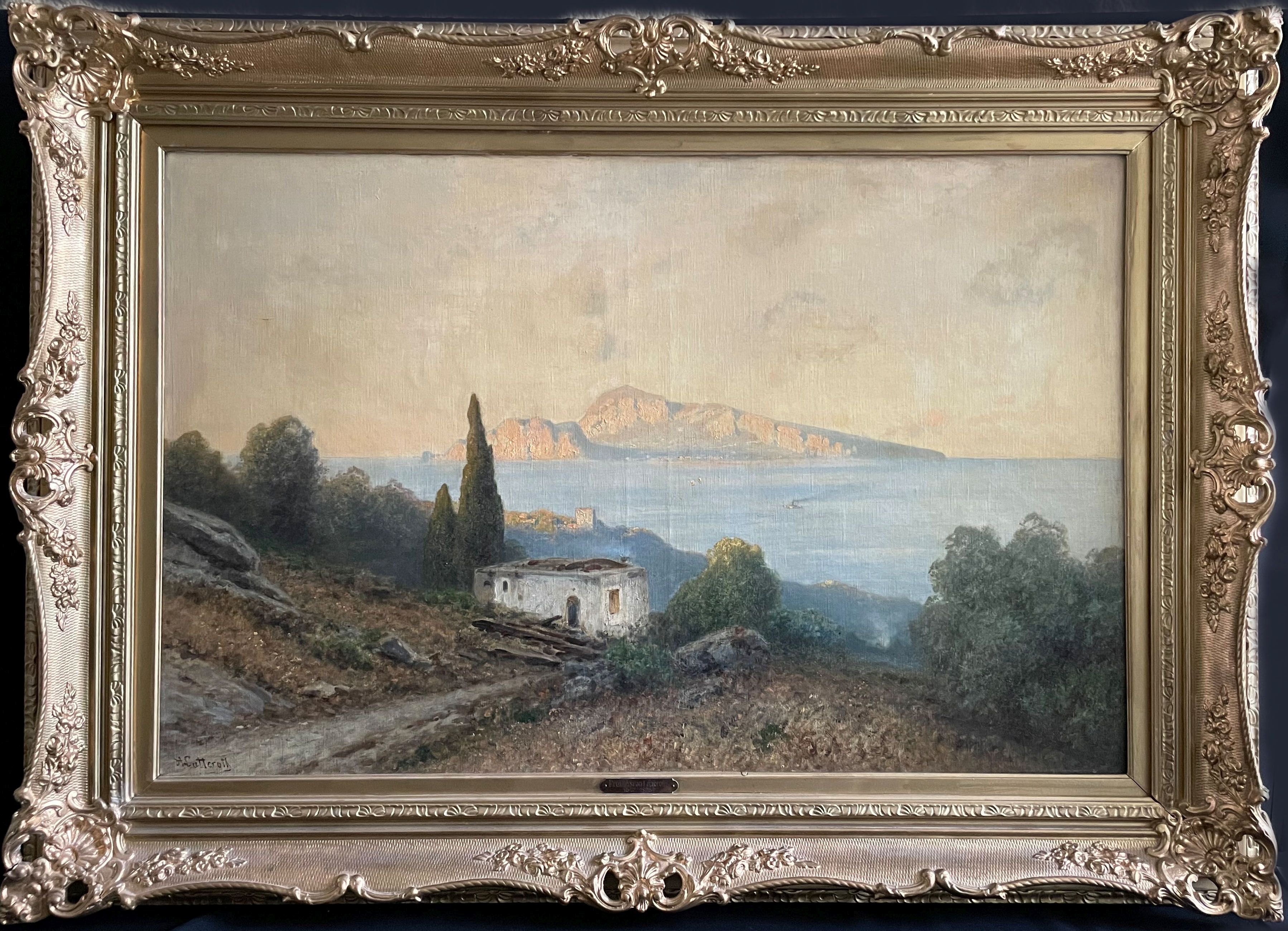 Askan Lutteroth (1842-1923), Mediterrane Küstenlandschaft in mildem Licht, mit Blick von Sorrent aus - Image 5 of 5