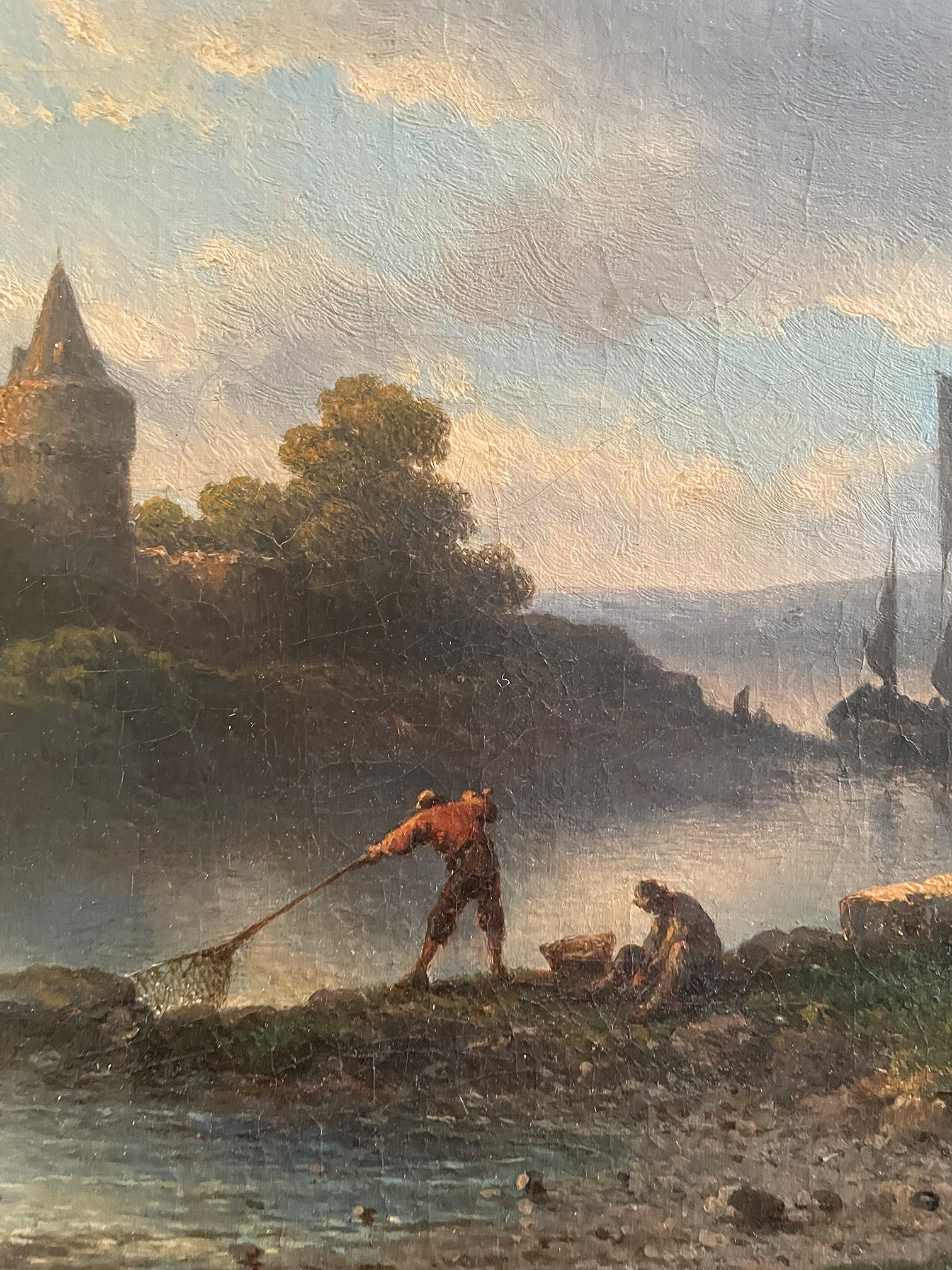 Johannes Hilverdink (1813-1902), Flusslandschaft mit Booten und Fischern, Öl/Lwd, aufgez., 36 x 53 - Image 5 of 7