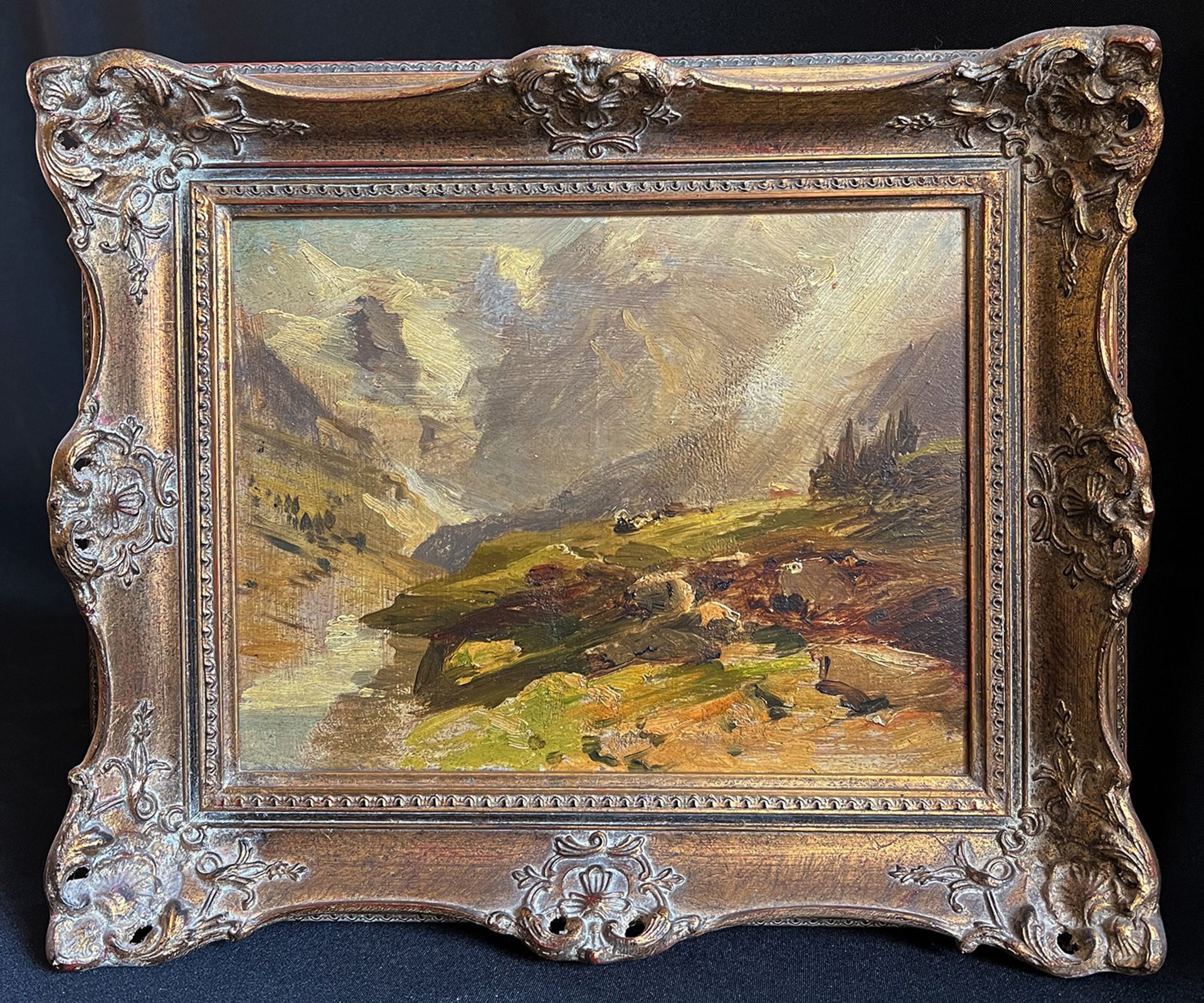 Albert August ZIMMERMANN (1808-1888) zugeschr., Landschaft in den Bergen mit starkem Lichteinfall - Bild 3 aus 5