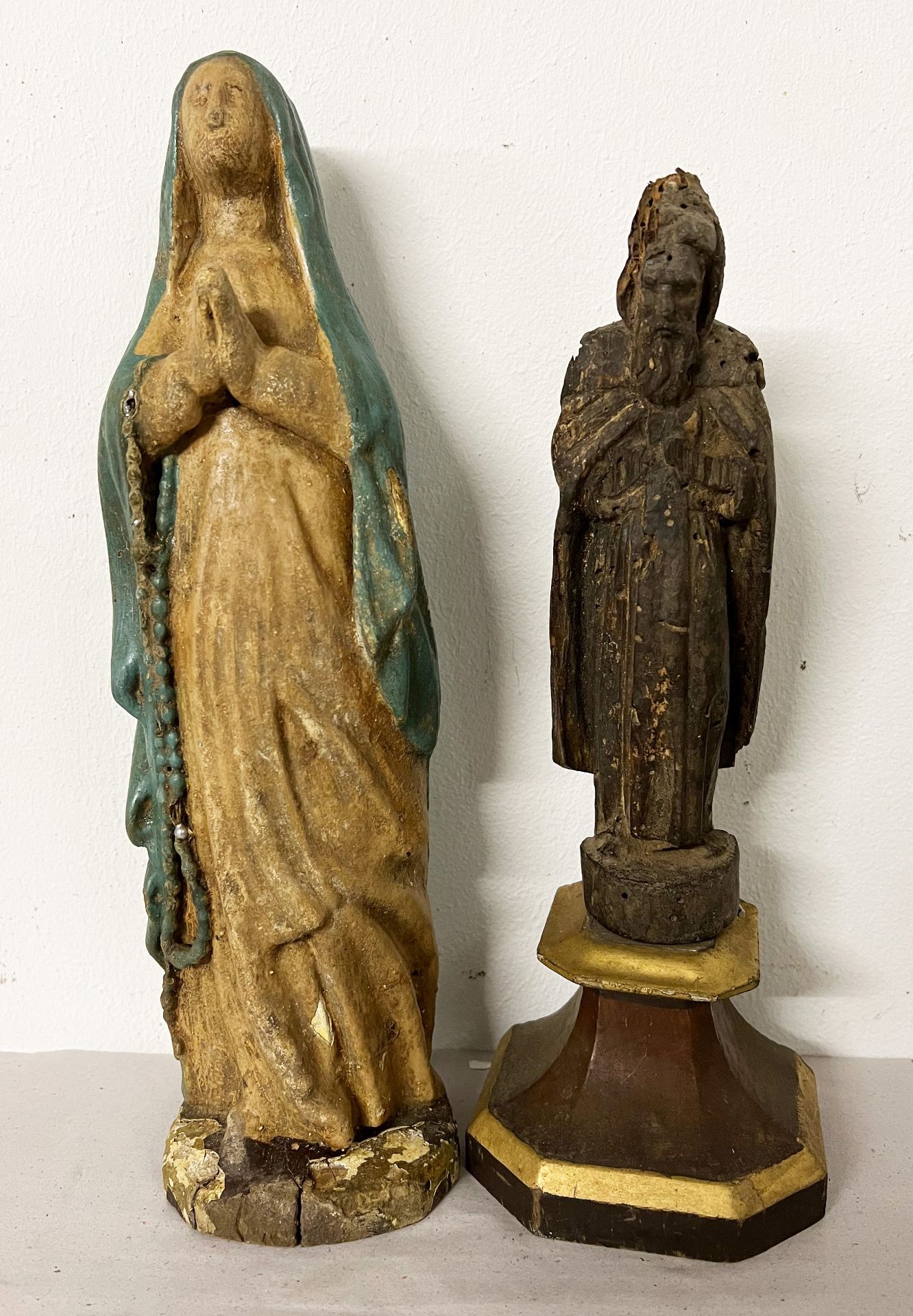 4 Figuren von Heiligen und der Mutter Gottes/ 4 figures of saints and the Mother of God. Holz, - Image 5 of 5